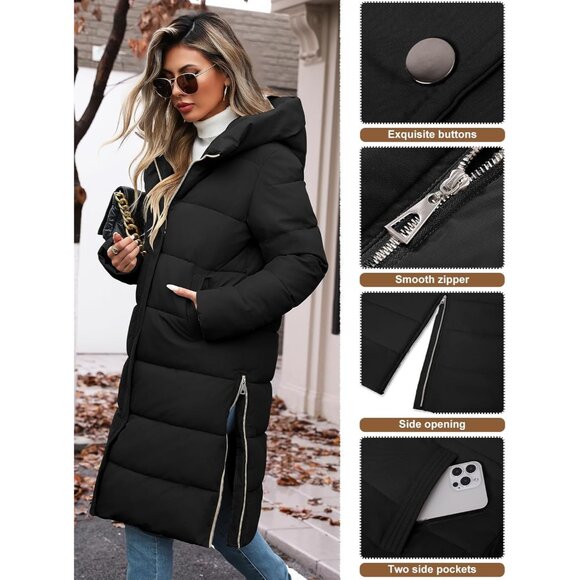 Womens Winter Long Puffer Coat Thicken Ladies Down Quilted Jacket Puffy Padded Z - Picture 4 of 9